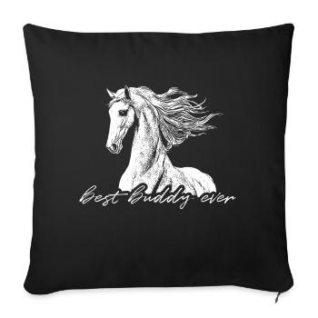 Best Buddy Ever - Best friends forever. Horses - Sofa pillowcase 17,3'' x 17,3'' (45 x 45 cm) - black - Front