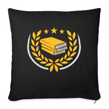 Lorbeerkranz gestapelte Bücher Sterne - Sofakissenbezug 45 x 45 cm - Schwarz - Vorne