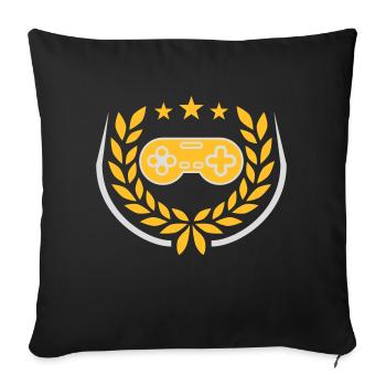 Laurel Wreath Retro Gamer Controller - Housse de coussin décorative 45 x 45 cm - noir - Devant