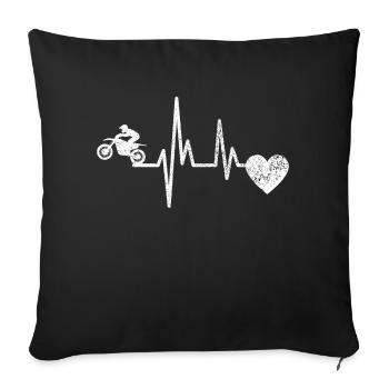 Moto Cyclomoteur Cadeau Motocycliste Motocross - Housse de coussin décorative 45 x 45 cm - noir - Devant