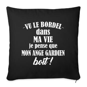 Vu le bordel dans ma vie t-shirt apéro humour - Housse de coussin décorative 45 x 45 cm - noir - Devant