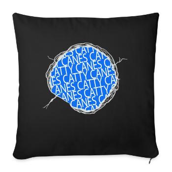 Chat Humour Guenon Big Cat Anniversaire Cartoon Cat - Housse de coussin décorative 45 x 45 cm - noir - Devant