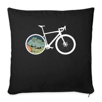 Gravel Bike Camp Rennrad Fahrrad lustiges Geschenk - Sofakissenbezug 45 x 45 cm - Schwarz - Vorne