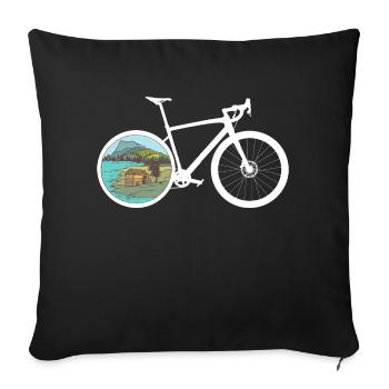 Gravel Bike See Rennrad Fahrrad lustige Geschenk - Sofakissenbezug 45 x 45 cm - Schwarz - Vorne