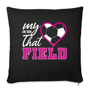 Mon cœur est sur ce terrain Amateurs de sports de football - Housse de coussin décorative 45 x 45 cm - noir - Devant