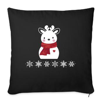 Cerfs de Noël et flocons de neige - Housse de coussin décorative 45 x 45 cm - noir - Devant