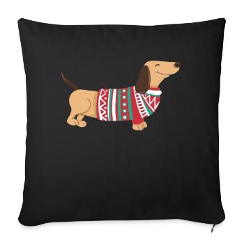 Funny Christmas Dachshund Christmas Dachshund Dog - Sofa pillowcase 17,3'' x 17,3'' (45 x 45 cm) - black - Front