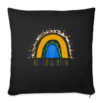 Jardin d’enfants Léopard Arc-en-ciel - Housse de coussin décorative 45 x 45 cm - noir - Devant