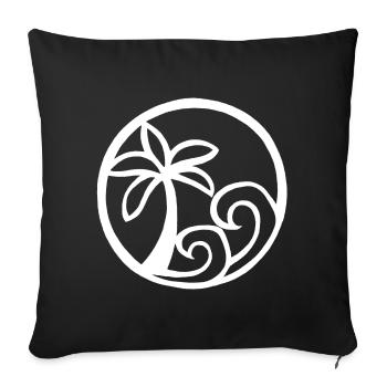 Vagues et palmier blanc - Housse de coussin décorative 45 x 45 cm - noir - Devant