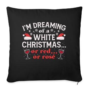 Frohe Weihnachten Weiße Weihnacht Weinglas Wein - Sofakissenbezug 45 x 45 cm - Schwarz - Vorne