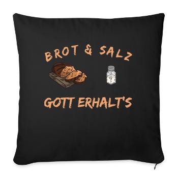 Einzug Hausbau Brot & Salz Hausbauer Idee - Sofakissenbezug 45 x 45 cm - Schwarz - Vorne