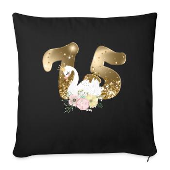 Customizable Number 75 Swan - Sofa pillowcase 17,3'' x 17,3'' (45 x 45 cm) - black - Front