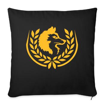 Armoiries Logo de couronne de laurier de loup - Housse de coussin décorative 45 x 45 cm - noir - Devant