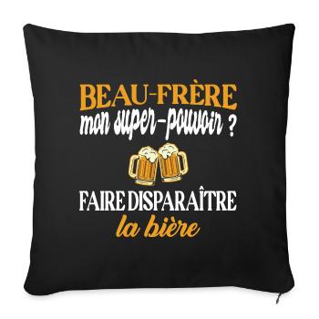 Beau-frère disparaître la bière t-shirt humour - Housse de coussin décorative 45 x 45 cm - noir - Devant