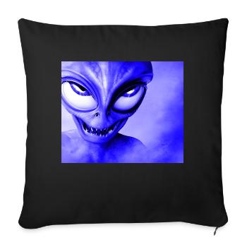 Alien with Sharp Teeth Design - Blue - Sofa pillowcase 17,3'' x 17,3'' (45 x 45 cm) - black - Front