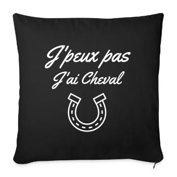 équitation, cheval, club d'équitation - Housse de coussin décorative 45 x 45 cm - noir - Devant
