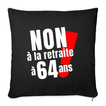 retraite, réforme des retraites, retraité - Housse de coussin décorative 45 x 45 cm - noir - Devant