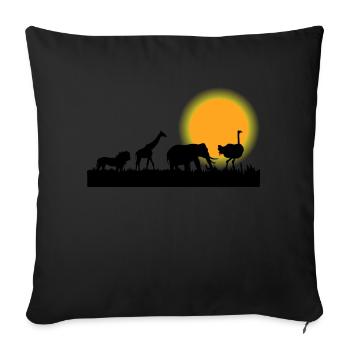 Safari Zoo Animals Wildlife - Sofa pillowcase 17,3'' x 17,3'' (45 x 45 cm) - black - Front