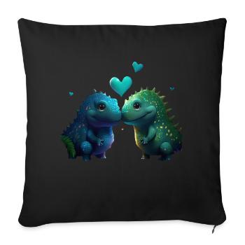 Dino Donosaur Sweet T-rex Love - Sofa pillowcase 17,3'' x 17,3'' (45 x 45 cm) - black - Front