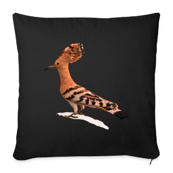 Hoopoe Bird Illustration - Sofa pillowcase 17,3'' x 17,3'' (45 x 45 cm) - black - Front