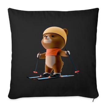 Stunned skier Bear - Sofa pillowcase 17,3'' x 17,3'' (45 x 45 cm) - black - Front