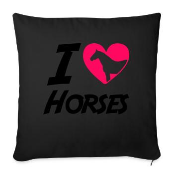 Horse Love - Sofa pillowcase 17,3'' x 17,3'' (45 x 45 cm) - black - Front