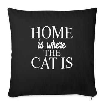 La maison est l’endroit où se trouve mon chat. Mon chat est à la maison - Housse de coussin décorative 45 x 45 cm - noir - Devant