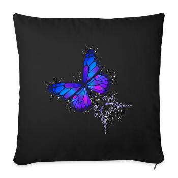 Butterfly blue and purple with starry sky - Sofa pillowcase 17,3'' x 17,3'' (45 x 45 cm) - black - Front