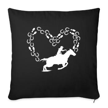 J’aime mon cheval Sport équestre Amour du cheval - Housse de coussin décorative 45 x 45 cm - noir - Devant
