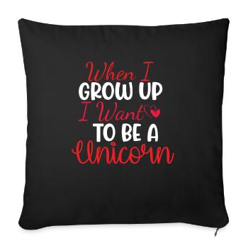 When i grow up i want to be a Unicorn Einhorn - Sofa pillowcase 17,3'' x 17,3'' (45 x 45 cm) - black - Front