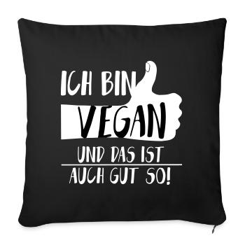 Vegan Gut so Daumen hoch SabineVegan HerzAufShirt - Sofakissenbezug 45 x 45 cm - Schwarz - Vorne
