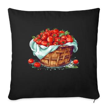 A basket filled with tomatoes, transparent - Sofa pillowcase 17,3'' x 17,3'' (45 x 45 cm) - black - Front