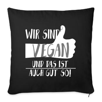 Vegan Gut so Daumen hoch SabineVegan HerzAufShirt - Sofakissenbezug 45 x 45 cm - Schwarz - Vorne