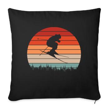 Ski ski ski motif pour skieurs - Housse de coussin décorative 45 x 45 cm - noir - Devant