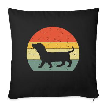 Dackel Dachshund Teckel Vintage Rétro - Housse de coussin décorative 45 x 45 cm - noir - Devant