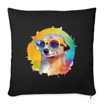 Colorful cool meerkat with sunglasses - Sofa pillowcase 17,3'' x 17,3'' (45 x 45 cm) - black - Front