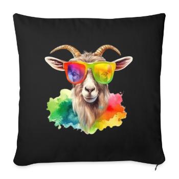 Colorful cool goat with sunglasses - Sofa pillowcase 17,3'' x 17,3'' (45 x 45 cm) - black - Front