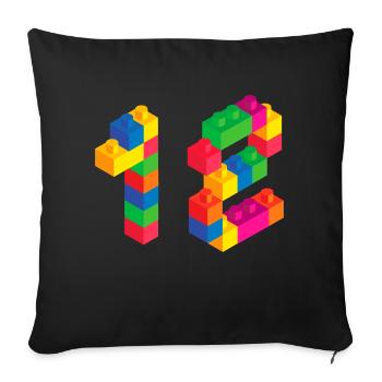 Cute Block Building 12nd Birthday Gift 12 Year - Sofa pillowcase 17,3'' x 17,3'' (45 x 45 cm) - black - Front