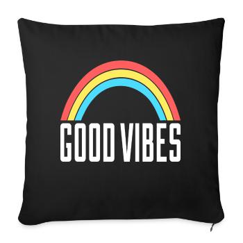 Good Vibes Regenbogen - Sofakissenbezug 45 x 45 cm - Schwarz - Vorne