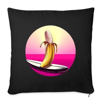 Surfing Banana Sunset - Sofa pillowcase 17,3'' x 17,3'' (45 x 45 cm) - black - Front