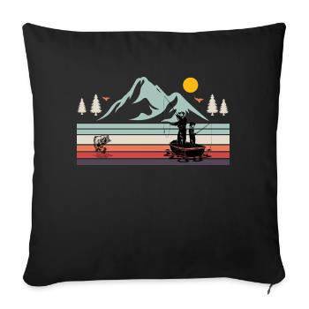 Gift fishing fishing fisherman fishing landscape - Sofa pillowcase 17,3'' x 17,3'' (45 x 45 cm) - black - Front