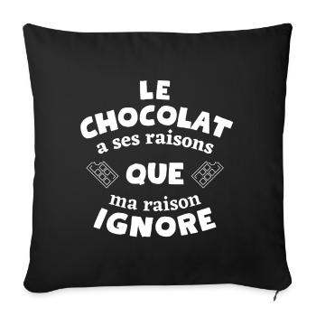chocolat, fan de chocolat, j'aime le chocolat - Housse de coussin décorative 45 x 45 cm - noir - Devant