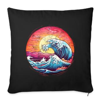 Waves, Sunset, Sea, Sun Holiday Summer - Sofa pillowcase 17,3'' x 17,3'' (45 x 45 cm) - black - Front