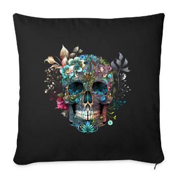 Mexican skull, flowers, skull, skull - Sofa pillowcase 17,3'' x 17,3'' (45 x 45 cm) - black - Front