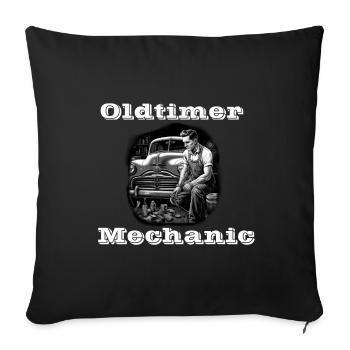 Oldtimer Mechanic weiß - Sofakissenbezug 45 x 45 cm - Schwarz - Vorne