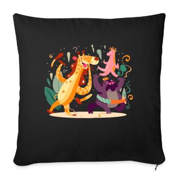 Les animaux en fête n°2 - Housse de coussin décorative 45 x 45 cm - noir - Devant