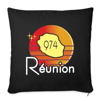 idee cadeau souvenir carte ile de la reunion 974 - Housse de coussin décorative 45 x 45 cm - noir - Devant