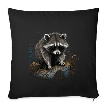 Cute Raccoon Raccoon Nature Baby Raccoon - Sofa pillowcase 17,3'' x 17,3'' (45 x 45 cm) - black - Front