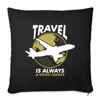 Vacances, Voyage, Avion, Soleil, Mer, Plage - Housse de coussin décorative 45 x 45 cm - noir - Devant