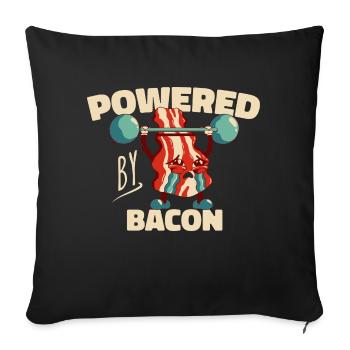 Propulsé par Bacon Funny Bacon Lover - Housse de coussin décorative 45 x 45 cm - noir - Devant